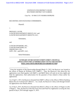 Case 9:03-Cv-80612-KAM Document 2996 Entered on FLSD Docket 10/02/2015 Page 1 of 17