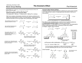 The Anomeric Effect Paul Krawczuk