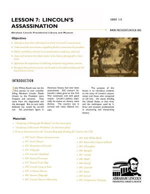Lesson 7 Lincoln's Assassination