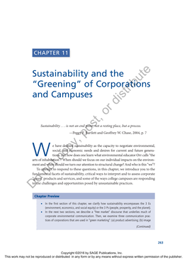 Sustainability and the “Greening” of Corporations and Campuses Distribute Or