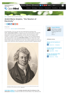 André-Marie Ampère, "The Newton of Electricity" André-Marie Ampère, “The Newton of Electricity”