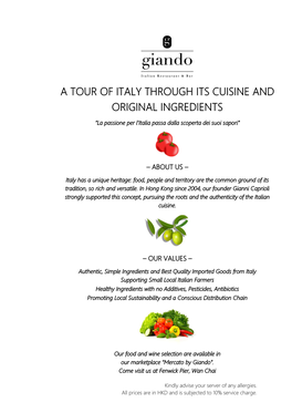 A Tour of Italy Through Its Cuisine and Original Ingredients