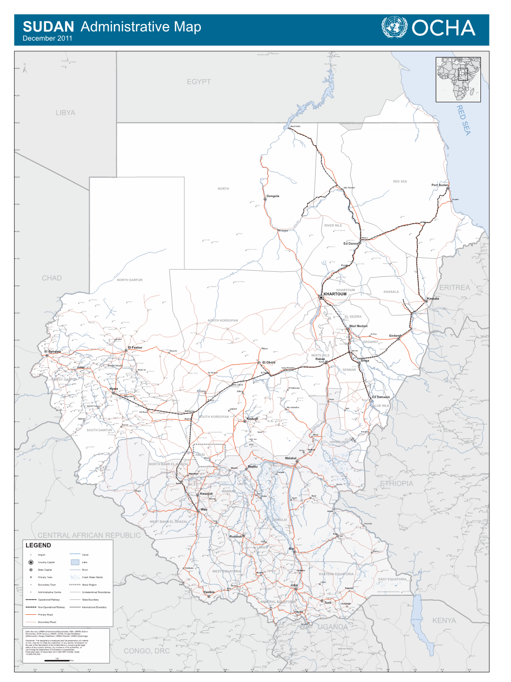 SUDAN Administrative Map December 2011