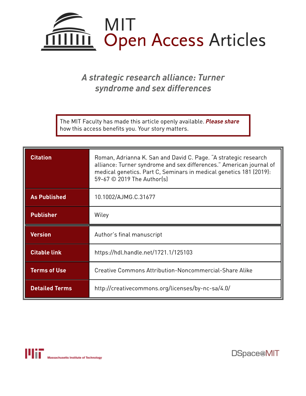 A Strategic Research Alliance: Turner Syndrome and Sex Differences