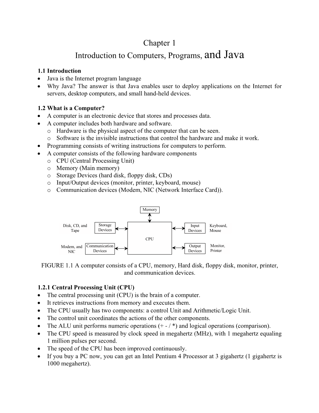 Chapter 1 Introduction to Computers, Programs, and Java