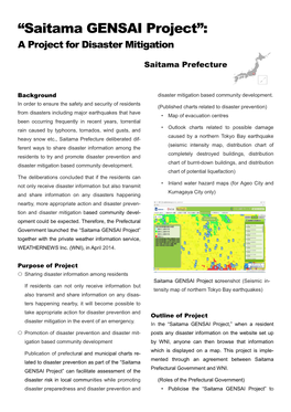 “Saitama GENSAI Project”: a Project for Disaster Mitigation