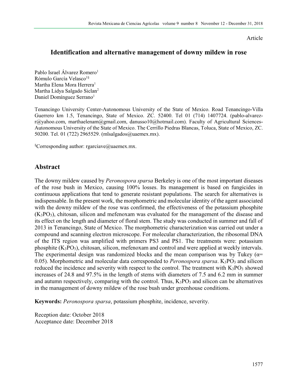 Identification and Alternative Management of Downy Mildew in Rose