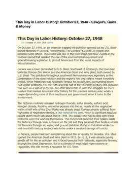 This Day in Labor History: October 27, 1948 - Lawyers, Guns & Money