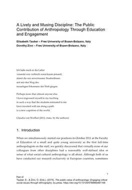 The Public Value of Anthropology: Engaging Critical Social Issues Through Ethnography