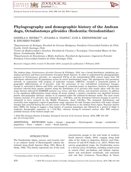 Phylogeography and Demographic History of the Andean Degu, Octodontomys Gliroides (Rodentia: Octodontidae)