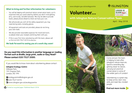 Volunteer... with Islington Nature Conservation Team
