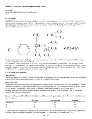 Sibutramine Hydrochloride Monohydrate Capsule ------MERIDIA® (Sibutramine Hydrochloride Monohydrate) Capsules CS-IV