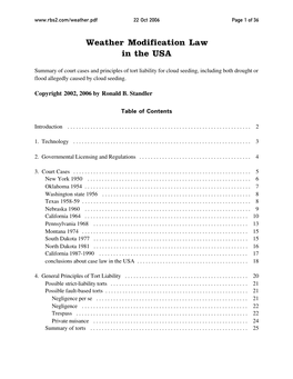 Weather Modification Law in the USA