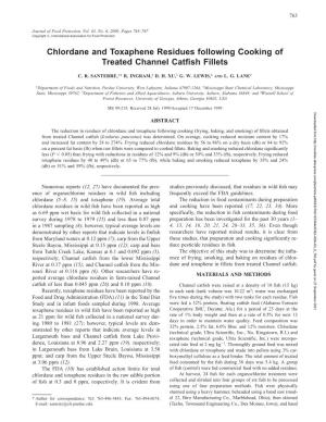 Chlordane and Toxaphene Residues Following Cooking of Treated Channel Catfish Fillets