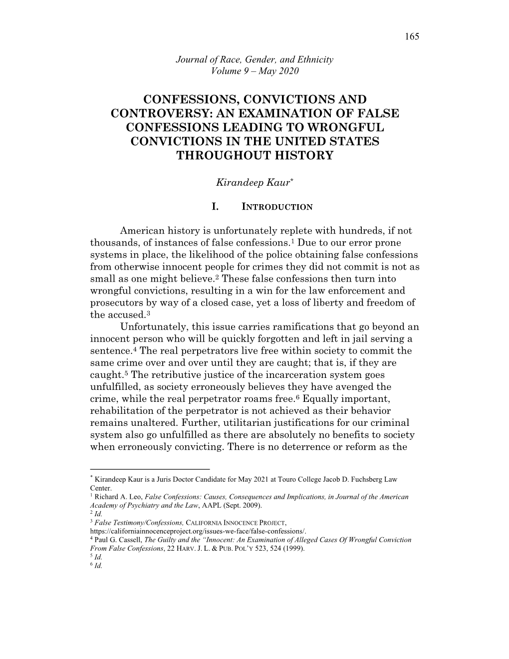 Confessions, Convictions and Controversy: an Examination of False Confessions Leading to Wrongful Convictions in the United States Throughout History