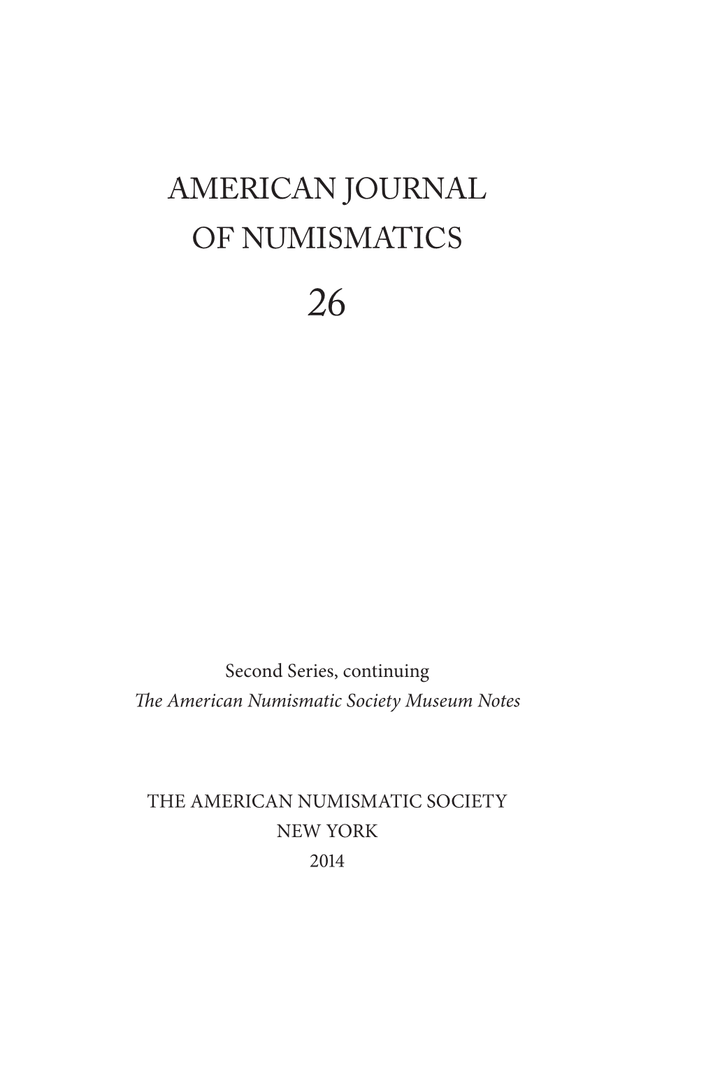 American Journal of Numismatics 26