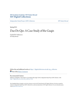 Dao De Qin: a Case Study of the Guqin Dashiell H