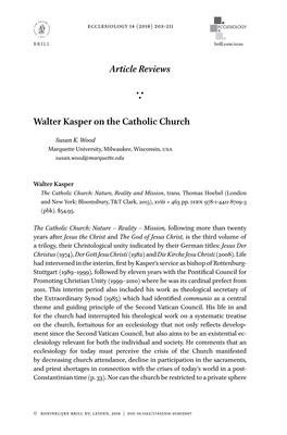 Article Reviews Walter Kasper on the Catholic Church
