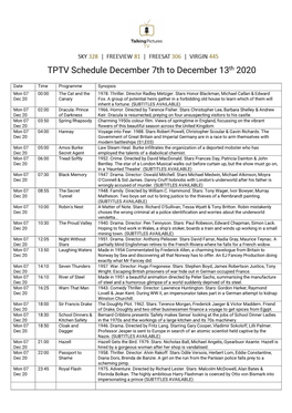 TPTV Schedule December 7Th to December 13Th 2020