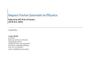 Impact Factor Journals in Physics