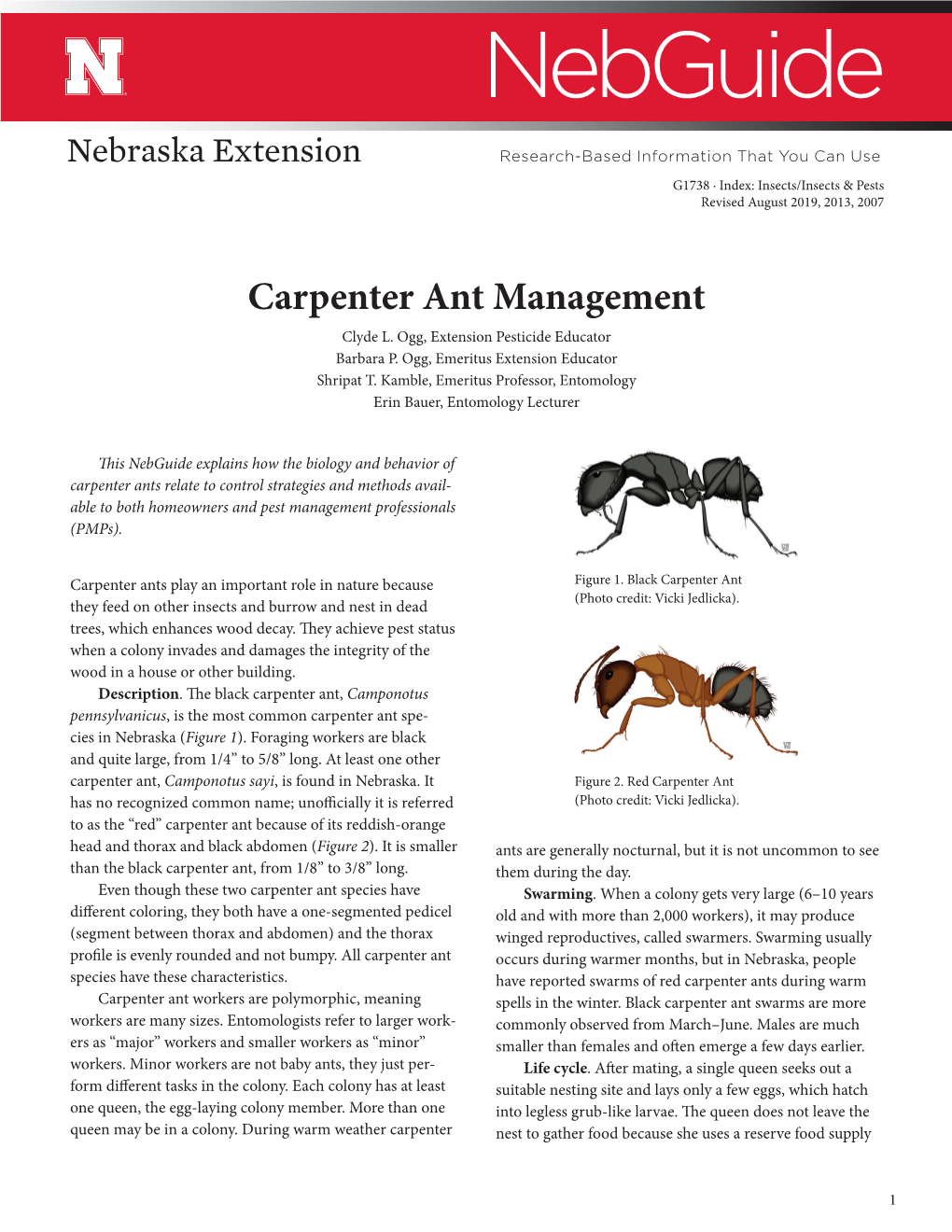 Carpenter Ant Management Clyde L