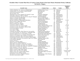 Checklist of Rare Vascular Plant Flora of Ventura County Portion of the Santa Monica Mountains Portion, California by David L. M