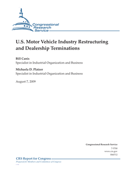 U.S. Motor Vehicle Industry Restructuring and Dealership Terminations