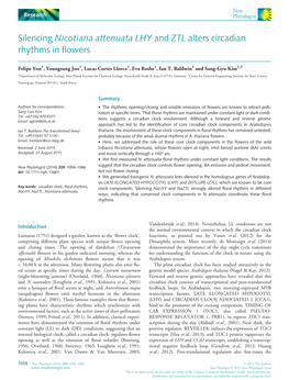 Silencing Nicotiana Attenuata LHY and ZTL Alters Circadian Rhythms in Flowers
