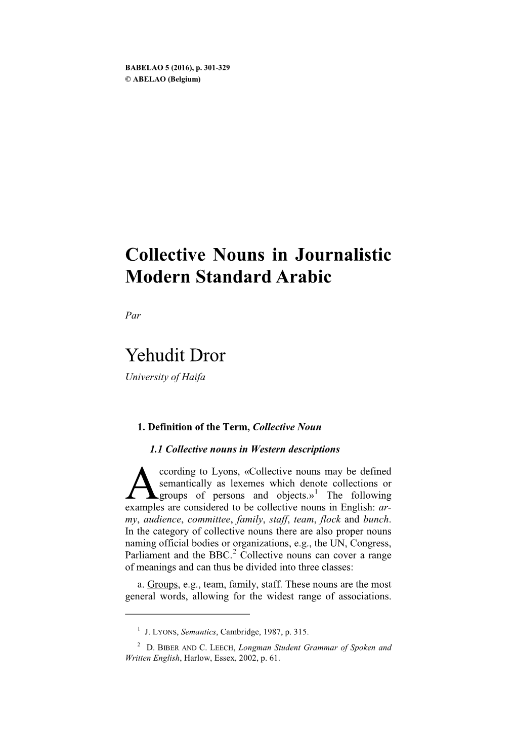 Collective Nouns in Journalistic Arabic 303