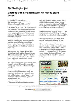 Charged with Beheading Wife, NY Man to Claim Abuse Page 1 of 4