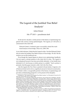 The Legend of the Justified True Belief Analysis