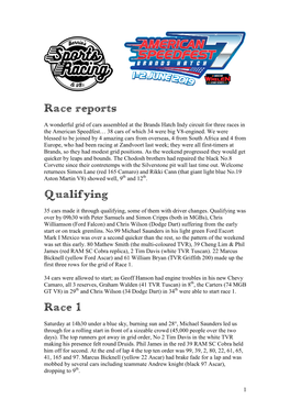 Race Reports Qualifying Race 1