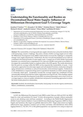Understanding the Functionality and Burden on Decentralised Rural Water Supply: Inﬂuence of Millennium Development Goal 7C Coverage Targets