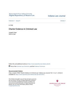 Charter Evidence in Criminal Law