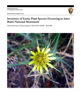 Inventory of Exotic Plant Species Occurring in Aztec Ruins National Monument