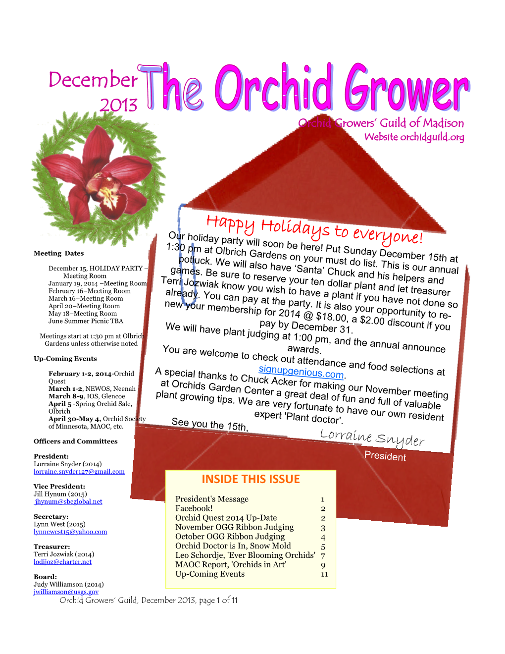 December 2013 Orchid Growers’ Guild of Madison Website Orchidguild.Org