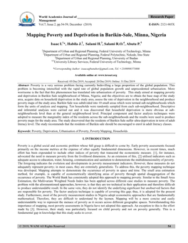 Mapping Poverty and Deprivation in Barikin-Sale, Minna, Nigeria