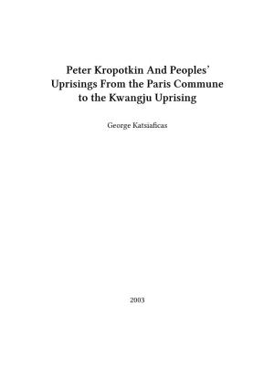 Peter Kropotkin and Peoples' Uprisings from the Paris Commune To