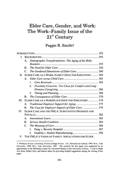 Elder Care, Gender, and Work: the Work-Family Issue of the 21St Century