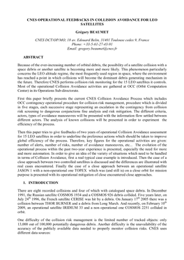 Cnes Operational Feedbacks in Collision Avoidance for Leo Satellites