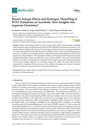 Kinetic Isotope Effects and Hydrogen Tunnelling in PCET Oxidations of Ascorbate: New Insights Into Aqueous Chemistry?