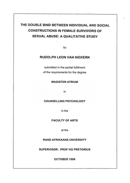 The Double Bind Between Individual and Social Constructions in Female Survivors of Sexual Abuse: a Qualitative Study