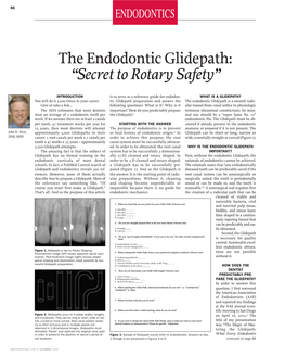 The Endodontic Glidepath: “Secret to Rotary Safety”
