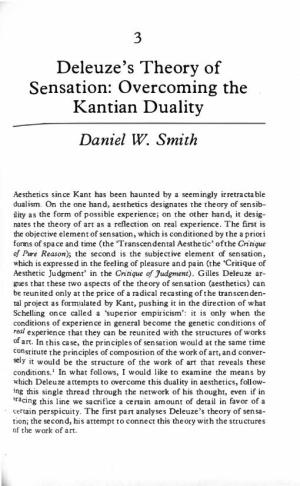 Deleuze's Theory of Sensation: Overcoming the Kantian Duality
