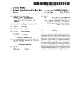 (12) Patent Application Publication (10) Pub. No.: US 2013/0261183 A1 Bhagat (43) Pub