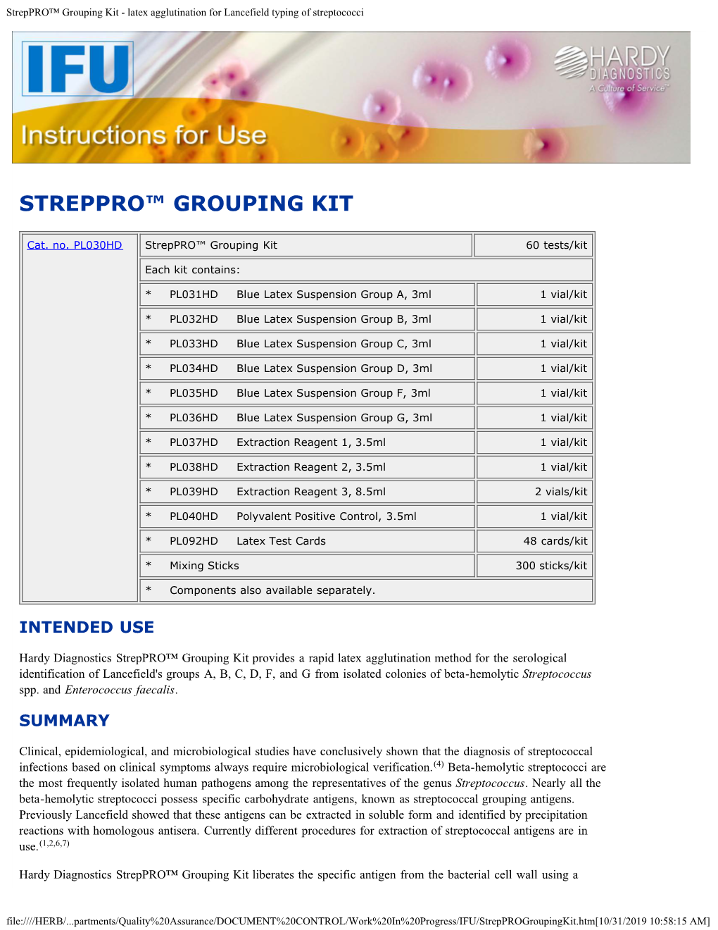 Streppro Grouping Kit Latex Agglutination For Lancefield Typing Of   Streppro Grouping Kit Latex Agglutination For Lancefield Typing Of Streptococci 