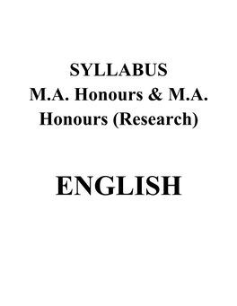 4.9 MA Hons and MA Honours with Research English