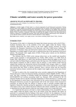 Climate Variability and Water Security for Power Generation