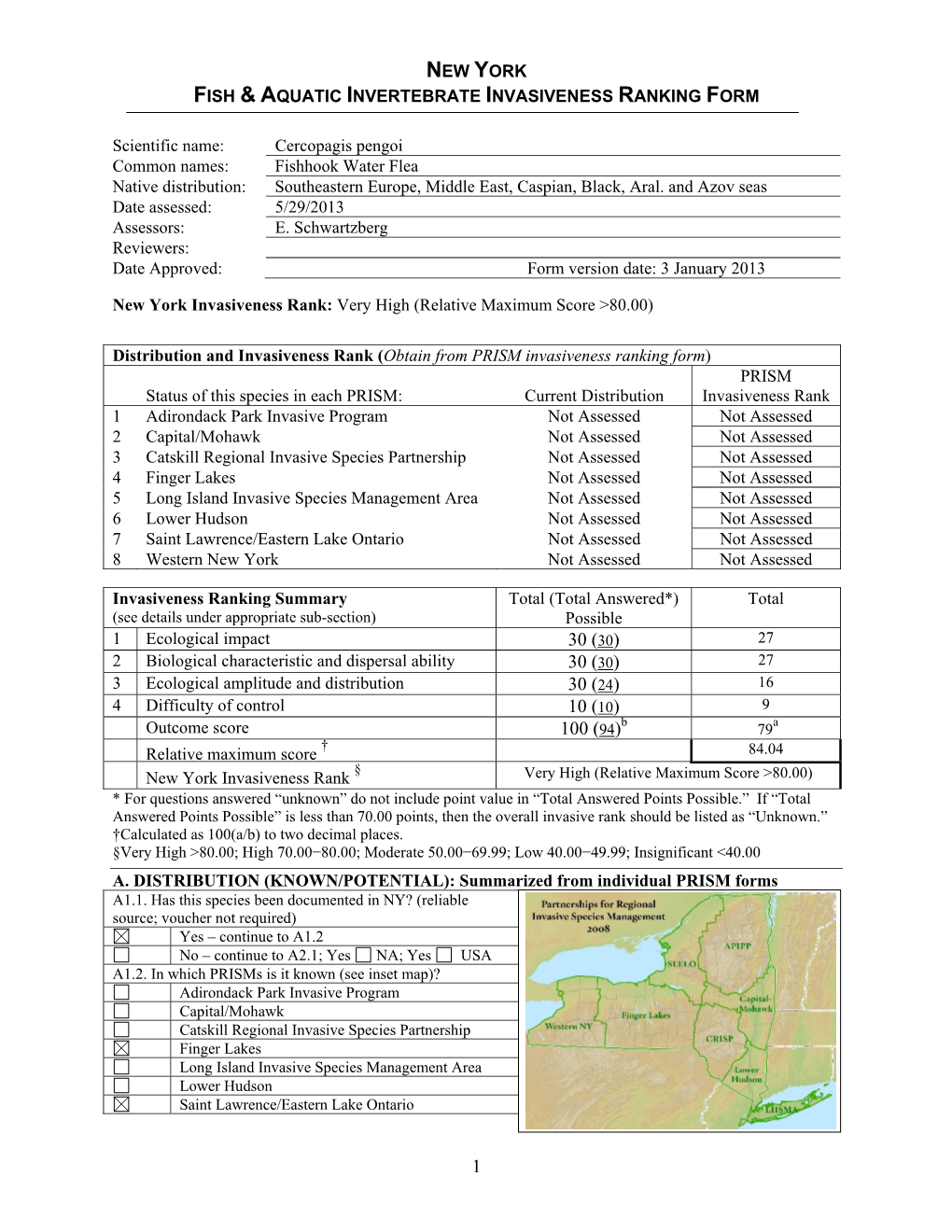 New York Non-Native Plant Invasiveness Ranking Form