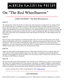 On "The Red Wheelbarrow"